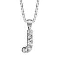 Colliers sur Artemare : Collier en argent rhodi&eacute; cha&icirc;ne avec pendentif initiale J orn&eacute;e d'oxydes blancs - longueur 45cm