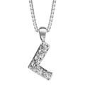 Colliers sur Artemare : Collier en argent rhodi&eacute; cha&icirc;ne avec pendentif initiale L orn&eacute;e d'oxydes blancs - longueur 45cm
