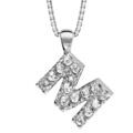 Collier en argent rhodi&eacute; cha&icirc;ne avec pendentif initiale M orn&eacute;e d'oxydes blancs - longueur 45cm