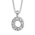 Collier en argent rhodi&eacute; cha&icirc;ne avec pendentif initiale O orn&eacute;e d'oxydes blancs - longueur 45cm