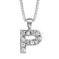 Colliers sur Artemare : Collier en argent rhodi&eacute; cha&icirc;ne avec pendentif initiale P orn&eacute;e d'oxydes blancs - longueur 45cm
