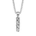 Collier en argent rhodi&eacute; cha&icirc;ne avec pendentif initiale I orn&eacute;e d'oxydes blancs - longueur 45cm