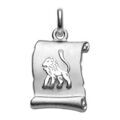 Pendentif en argent rhodi&eacute; zodiaque parchemin simple Lion Artemare