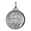 Pendentif m&eacute;daille en argent rhodi&eacute; de Saint-Christophe en relief et bord brillant