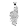 Pendentif en argent rhodi&eacute; carte de Corse moyen mod&egrave;le &eacute;paisseur 1mm Artemare