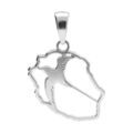 Pendentif en argent rhodi&eacute; carte de l'&icirc;le de la R&eacute;union avec paille en queue d&eacute;coup&eacute;