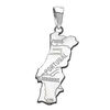 Pendentif en argent rhodi&eacute; carte du Portugal grand mod&egrave;le