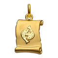 Pendentif en plaqu&eacute; or zodiaque parchemin simple Poissons Artemare