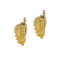 Boucles d'oreille carte de la corse plaqu&eacute; or