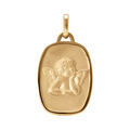 Pendentifs sur Artemare : Pendentif m&eacute;daille en plaqu&eacute; or rectangle arrondi avec ange en relief