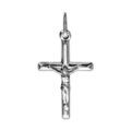 Pendentif croix en argent rhodi&eacute; ouvrag&eacute;e avec J&eacute;sus Christ - 29mm X 17mm Artemare