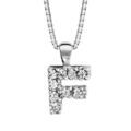 Colliers sur Artemare : Collier en argent rhodi&eacute; cha&icirc;ne avec pendentif initiale F orn&eacute;e d'oxydes blancs - longueur 45cm
