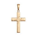 Pendentifs sur Artemare : Pendentif croix en plaqu&eacute; or large avec stries en travers