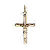 Pendentif croix en plaqu&eacute; or ouvrag&eacute;e avec J&eacute;sus Christ - 29mm X 17mm