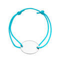 Bracelets sur Artemare : Bracelet en argent cordon coulissant bleu turquoise avec plaque ovale &agrave; graver