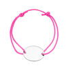Bracelet en argent cordon coulissant rose avec plaque ovale &agrave; graver