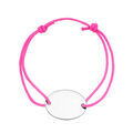 Bracelets sur Artemare : Bracelet en argent cordon coulissant rose avec plaque ovale &agrave; graver