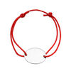 Bracelet en argent cordon coulissant rouge avec plaque ovale &agrave; graver