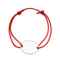 Bracelet en argent cordon coulissant rouge avec plaque ovale &agrave; graver Artemare