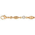 Bracelet en plaqu&eacute; or alternance de petites navettes ouvrag&eacute;es et de perles blanches synth&eacute;tiques - longueur 19,5cm
