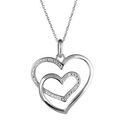 Colliers sur Artemare : Collier en argent rhodie cha&icirc;ne avec pendentif 2 coeurs faits avec 1 seul brin et orn&eacute;s d'oxydes blancs - longueur 42cm
