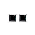 Boucles d'oreilles tige solitaire en argent rhodi&eacute; petit oxyde carr&eacute; noir 5mm