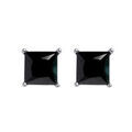 Boucles d'oreilles tige solitaire en argent rhodi&eacute; oxyde carr&eacute; noir 7mm.
