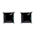 Boucles d'oreille sur Artemare : Boucles d'oreilles en argent rhodi&eacute; oxyde carr&eacute; noir grand mod&egrave;le et fermoir poussette
