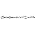 Bracelets sur Artemare : Bracelet en argent rhodi&eacute; alternance de maillons en forme de feuilles fantaisie lisse et ajour&eacute;s - longueur 18cm