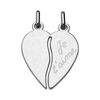 Pendentif en argent rhodi&eacute; s&eacute;cable coeur &agrave; partager grav&eacute; "Je t'aime"