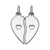 Pendentif en argent rhodi&eacute; s&eacute;cable coeur &agrave; partager avec coeur d&eacute;coup&eacute; sur chaque moiti&eacute;