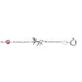 Bracelets sur Artemare : Bracelet en argent rhodi&eacute; cha&icirc;ne avec alternance de chevaus et d'oxydes roses - longueur 17,5cm r&eacute;glable 15,5cm