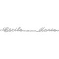 Bracelet en argent cha&icirc;ne mailles 1+1 largeur 2mm avec d&eacute;coupe anglaise 2 pr&eacute;noms - longueur 18,5cm r&eacute;glable 17cm