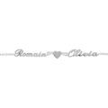 Bracelets sur Artemare : Bracelet en argent cha&icirc;ne maille for&ccedil;at avec d&eacute;coupe anglaise 2 pr&eacute;noms s&eacute;par&eacute;s par un coeur - longueur 18,5cm r&eacute;glable 17cm