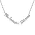 Colliers sur Artemare : Collier en argent cha&icirc;ne mailles 1+1 largeur 2mm avec d&eacute;coupe anglaise 2 pr&eacute;noms - longueur 40cm + 3cm de rallonge