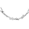 Collier en argent cha&icirc;ne mailles 1+1 largeur 2mm avec d&eacute;coupe anglaise 3 pr&eacute;noms - longueur 40cm + 3cm de rallonge