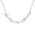 Colliers sur Artemare : Collier en argent cha&icirc;ne mailles 1+1 largeur 2mm avec d&eacute;coupe anglaise 2 pr&eacute;noms s&eacute;par&eacute;s par un coeur - longueur 40cm + 3cm de rallonge