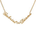 Colliers sur Artemare : Collier en plaqu&eacute; or cha&icirc;ne maille for&ccedil;at avec d&eacute;coupe anglaise 2 pr&eacute;noms - longueur 40cm + 3cm de rallonge