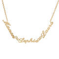Colliers sur Artemare : Collier en plaqu&eacute; or cha&icirc;ne maille for&ccedil;at avec d&eacute;coupe anglaise 3 pr&eacute;noms - longueur 40cm + 3cm de rallonge