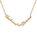Colliers sur Artemare : Collier en plaqu&eacute; or cha&icirc;ne mailles 1+1 largeur 2mm avec d&eacute;coupe anglaise 2 pr&eacute;noms - longueur 40cm + 3cm de rallonge
