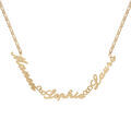 Colliers sur Artemare : Collier en plaqu&eacute; or cha&icirc;ne mailles 1+1 largeur 2mm avec d&eacute;coupe anglaise 3 pr&eacute;noms - longueur 40cm + 3cm de rallonge