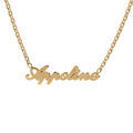 Colliers sur Artemare : Collier en plaqu&eacute; or cha&icirc;ne maille for&ccedil;at avec d&eacute;coupe anglaise 1 pr&eacute;nom - longueur 40cm + 3cm de rallonge