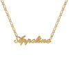 Collier en plaqu&eacute; or cha&icirc;ne mailles 1+1 largeur 2mm avec d&eacute;coupe anglaise 1 pr&eacute;nom - longueur 40cm + 3cm de rallonge