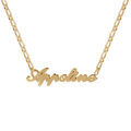 Collier en plaqu&eacute; or cha&icirc;ne mailles 1+1 largeur 2mm avec d&eacute;coupe anglaise 1 pr&eacute;nom - longueur 40cm + 3cm de rallonge