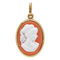 Pendentifs sur Artemare : Pendentif en plaqu&eacute; or Cam&eacute;e rose ovale