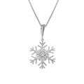 Colliers sur Artemare : Collier en argent rhodi&eacute; cha&icirc;ne avec pendentif flocon de neige avec coeur orn&eacute; d'oxydes blancs sertis - longueur 42cm + 3cm de rallonge