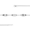 Gourmette en argent maille serr&eacute;e avec 3 plaques ovales - largeur 2mm et longueur 18cm + 1cm de rallonge