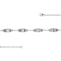 Gourmette en argent maille serr&eacute;e avec 4 plaques ovales - largeur 2mm et longueur 18cm + 1cm de rallonge