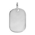Pendentif en argent rhodi&eacute; plaque G.I. arrondie &agrave; graver - dimensions 18m X 25,7mm - plaque fine