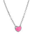 Colliers sur Artemare : Collier pour enfant en argent rhodi&eacute; cha&icirc;ne avec pendentif coeur rose avec 1 petit oxyde blanc - longueur 36cm + 3cm de rallonge